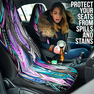 Abstract Purple Feathers Car Seat Covers, Personalized Front Seat Protectors,