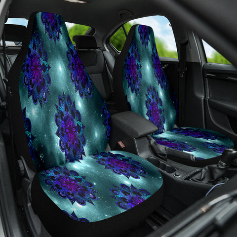 Image of Galaxy Purple Mandalas Car Seat Covers, Celestial Pattern, Cosmic Front