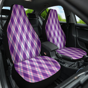 Traditional Tartan Car Seat Covers, Purple Plaid Pattern, Classic Front Seat