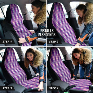 Traditional Tartan Car Seat Covers, Purple Plaid Pattern, Classic Front Seat