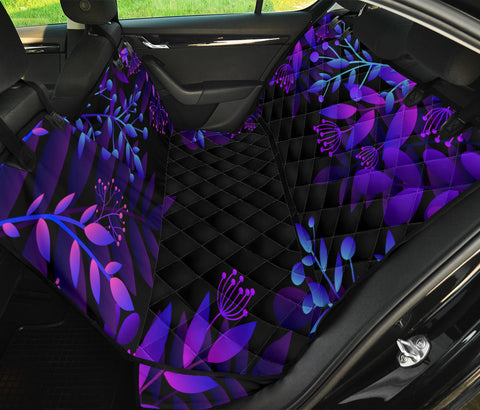 Image of Purple Plants Leaves Floral Design Car Seat Covers, Abstract Art Backseat Pet