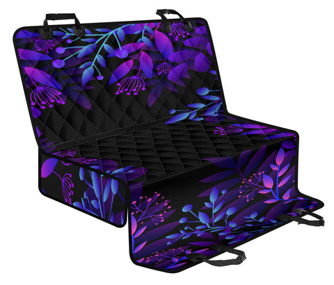 Image of Purple Plants Leaves Floral Design Car Seat Covers, Abstract Art Backseat Pet