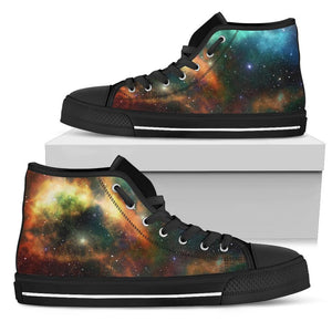 Galactic Galaxy Women's High,Top Canvas Shoes, Cosmic Festival Sneakers, Quality