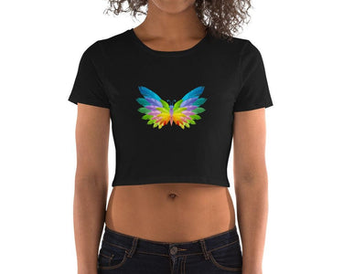 Rainbow Butterfly Women’S Crop Tee, Fashion Style Cute crop top, casual outfit,