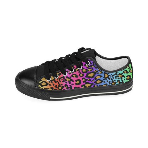 Image of Rainbow Cheetah Colorful Womens Low Top Sneakers, Boho,Streetwear Hippie, Multi Colored, High Quality