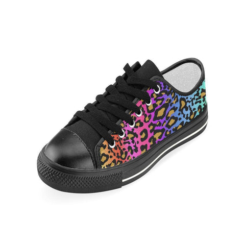 Image of Rainbow Cheetah Colorful Womens Low Top Sneakers, Boho,Streetwear Hippie, Multi Colored, High Quality