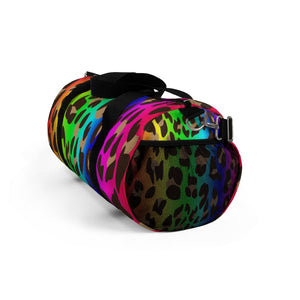 Rainbow Cheetah Print Duffel Bag, Weekender Bags/ Baby Bag/ Travel Bag/ Hospital