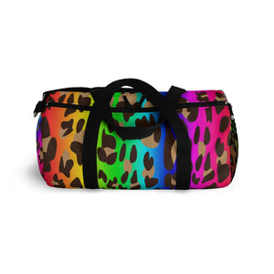 Rainbow Cheetah Print Duffel Bag, Weekender Bags/ Baby Bag/ Travel Bag/ Hospital