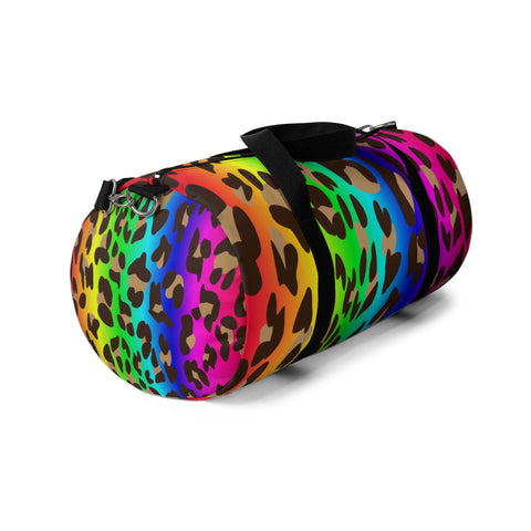 Image of Rainbow Cheetah Print Duffel Bag, Weekender Bags/ Baby Bag/ Travel Bag/ Hospital