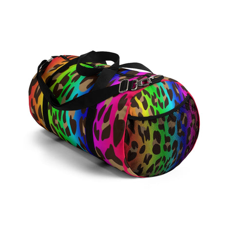 Image of Rainbow Cheetah Print Duffel Bag, Weekender Bags/ Baby Bag/ Travel Bag/ Hospital