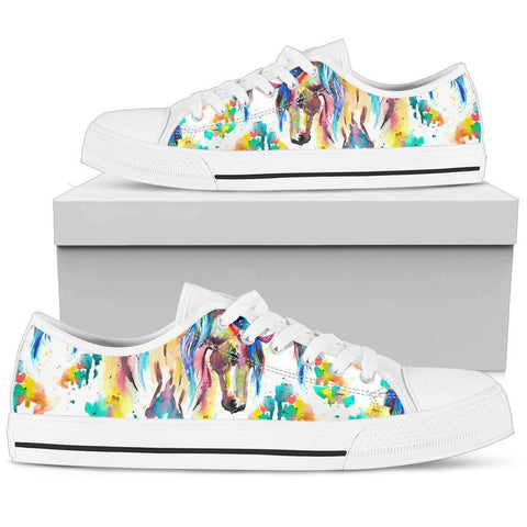 Image of Rainbow Horse Streetwear,Low Tops Sneaker, High Quality,Handmade Crafted, Hippie, Spiritual, Canvas Shoes,High Quality, Multi Colored