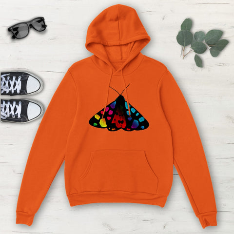 Image of Rainbow Moth Multicolored Classic Unisex Pullover Hoodie, Mens, Womens, Hoodie