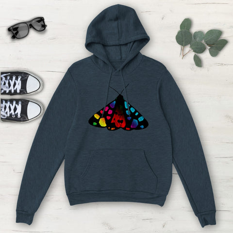 Image of Rainbow Moth Multicolored Classic Unisex Pullover Hoodie, Mens, Womens, Hoodie