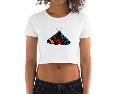 Rainbow Moth Women’S Crop Tee, Fashion Style Cute crop top, casual outfit, Crop