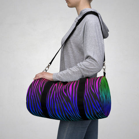 Image of Rainbow Printed Zebra Duffel Bag, Weekender Bags/ Baby Bag/ Travel Bag/ Hospital