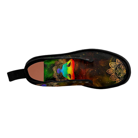 Image of Rainbow Yogi Womens Boots, Lolita Combat Boots,Hand Crafted,Multi Colored,Streetwear, Custom Boots