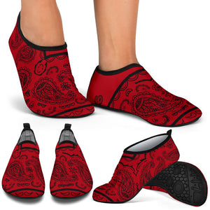 Red And Black Bandana Water Slip On Shoes,Top Shoes,Training Shoes, Casual Shoes, Womens, Athletic Sneakers,Kicks Sports Wear, Low Tops