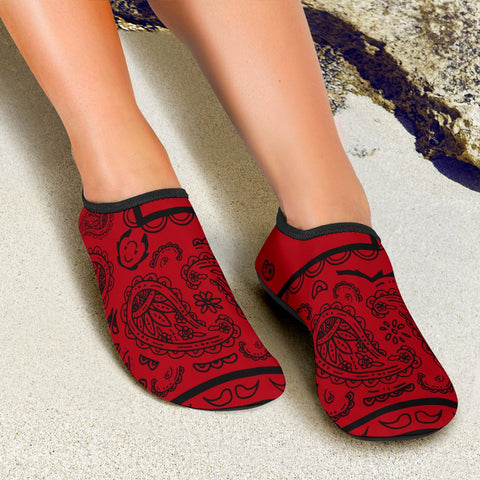 Image of Red And Black Bandana Water Slip On Shoes,Top Shoes,Training Shoes, Casual Shoes, Womens, Athletic Sneakers,Kicks Sports Wear, Low Tops