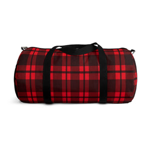 Red And Black Plaid Duffel Bag, Weekender Bags/ Baby Bag/ Travel Bag/ Hospital
