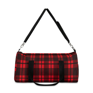 Red And Black Plaid Duffel Bag, Weekender Bags/ Baby Bag/ Travel Bag/ Hospital
