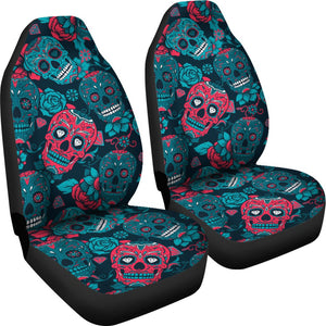 Red And Blue Sugar Skull Car Seat Covers,Car Seat Covers Pair,Car Seat Protector,Car Accessory,Front Seat Covers,Seat Cover for Car