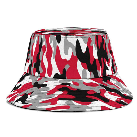 Image of Red Multicolored Camouflage Breathable Head Gear, Sun Block, Fishing Hat, Unisex