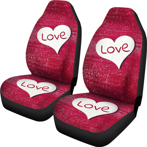 Image of Red And White Heart Car Seat Covers,Car Seat Covers Pair,Car Seat Protector,Front Seat Covers,Seat Cover for Car, 2 Front Car Seat Covers
