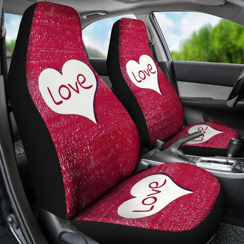 Image of Red And White Heart Car Seat Covers,Car Seat Covers Pair,Car Seat Protector,Front Seat Covers,Seat Cover for Car, 2 Front Car Seat Covers