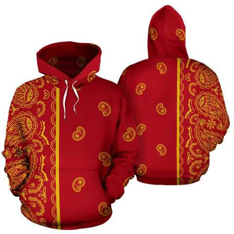 Image of Red And Yellow Bandana Fashion Wear,Fashion Clothes,Handmade Hoodie,Floral,Pullover Hoodie,Hooded Sweatshirt,Hoodie Sweatshirt