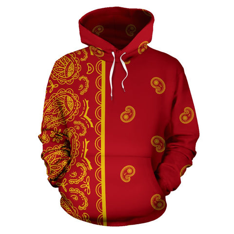Image of Red And Yellow Bandana Fashion Wear,Fashion Clothes,Handmade Hoodie,Floral,Pullover Hoodie,Hooded Sweatshirt,Hoodie Sweatshirt