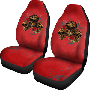 Red Animal Print Skull Car Seat Covers,Car Seat Covers Pair,Car Seat Protector,Car Accessory,Front Seat Covers,Seat Cover for Car
