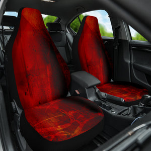 Abstract Grunge Red Black Car Seat Covers, Distressed Front Seat Protectors,
