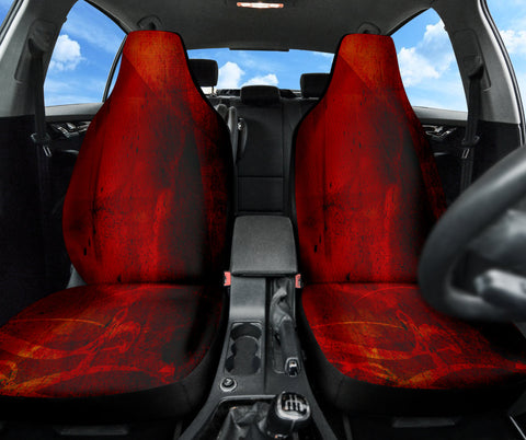 Image of Abstract Grunge Red Black Car Seat Covers, Distressed Front Seat Protectors,