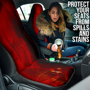 Abstract Grunge Red Black Car Seat Covers, Distressed Front Seat Protectors,