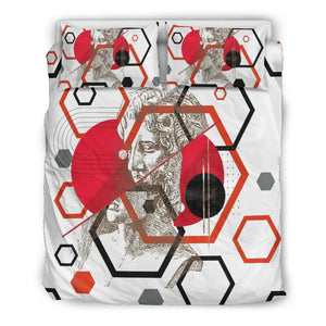 Red Black And White Geometric Statue Doona Cover, Twin Duvet Cover,Multi Colored,Quilt Cover,Bedroom Set,Bedding Set,Pillow Cases Bed Room