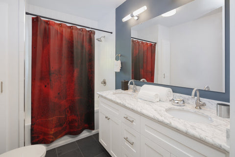 Image of Red Black Grunge Shower Curtains, Water Proof Bath Decor | Spa | Bathroom Style