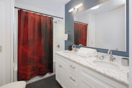 Red Black Grunge Shower Curtains, Water Proof Bath Decor | Spa | Bathroom Style