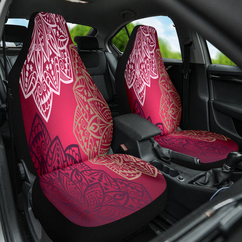 Image of Red Bohemian Mandala Car Seat Covers, Front Seat Protectors, Ethnic