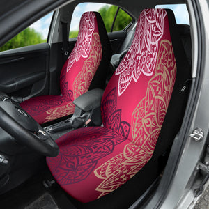 Red Bohemian Mandala Car Seat Covers, Front Seat Protectors, Ethnic