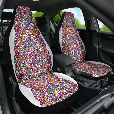 Image of Aztec Tribal Ethnic Red Brown Car Seat Covers, Traditional Front Seat