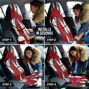 Boho Red Butterflies Car Seat Covers | Whimsical Front Seat Protectors | 2pc