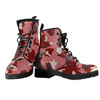 Red Camouflage Women's Ankle Boots , Vegan Leather, Bohemian Style, Handcrafted,