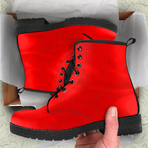 Image of Red Passion Boots: Women's Vegan Leather Boots, Durable Winter Rain Boots,