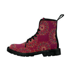 Red Gradient Mandala Women'S Boot, Custom Boots, Boho Chic Boots,Spiritual