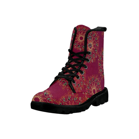 Image of Red Gradient Mandala Women'S Boot, Custom Boots, Boho Chic Boots,Spiritual