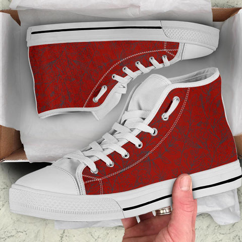 Image of Red High Top Sneaker,Hippie, Canvas Shoes,High Quality, High Tops Sneaker, Boho,Streetwear,All Star,Custom Shoes,Women's High Top