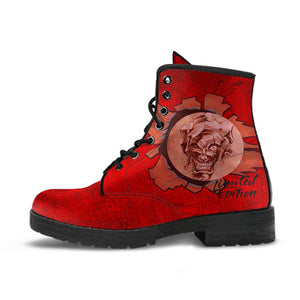 Red Limited Edition Joker Vegan Leather Women's Boots, Hippie Classic