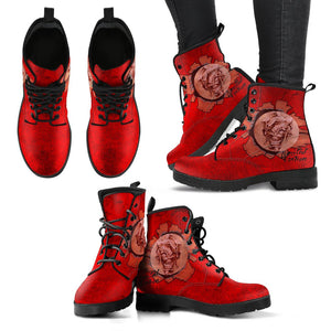 Red Limited Edition Joker Vegan Leather Women's Boots, Hippie Classic