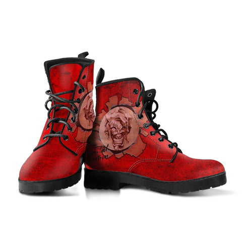 Image of Red Limited Edition Joker Vegan Leather Women's Boots, Hippie Classic