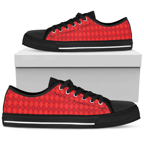 Image of Red Plaid Low Tops Sneaker, Spiritual, Canvas Shoes,High Quality, Multi Colored, Hippie, High Quality,Handmade Crafted,Streetwear